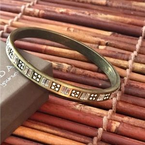 Silpada KR Brass Bangle Bracelet.  Zirconia